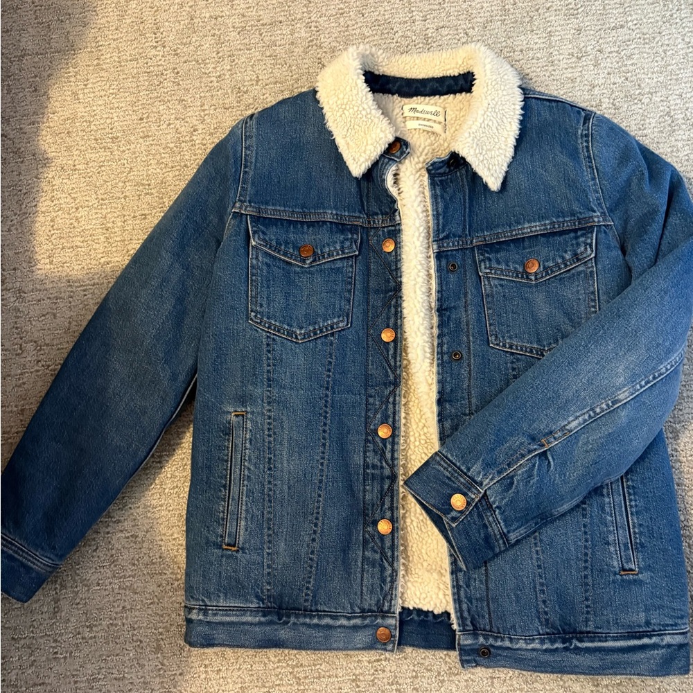 Madewell Blue Denim Jacket with Sherpa Lining